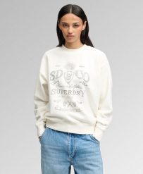 Superdry Bluza Vintage Workwear z okrągłym dekoltem z mieszanki bawełny – CREAM. Białe bluzy Superdry, bez wzorów, z bawełny, bez kaptura. Za 280.40 zł.