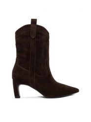 GINO ROSSI Botki EO-ZARA-LT2546 Brązowy. Brązowe botki Gino Rossi, bez wzorów, ze skóry, bez obcasa, na słupku, bez zapięcia. Za 419.99 zł.