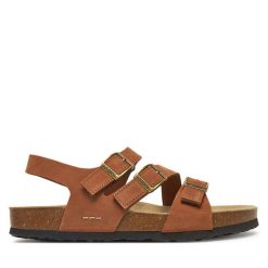 Sandały Josef Seibel. Brązowe sandały Josef Seibel, bez wzorów, bez obcasa, na płaskiej podeszwie, bez zapięcia. Za 439.99 zł.