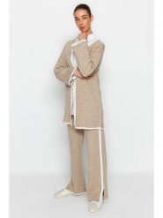 Trendyol 2-częściowy zestaw w kolorze beżowym rozmiar: M. Brązowe swetry Trendyol, m, bez wzorów, bez ramiączek. Za 78.99 zł.