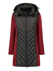 Geographical Norway Płaszcz pikowany "Bihac" w kolorze czarno-czerwonym rozmiar: S. Czerwone płaszcze Geographical Norway, s, z aplikacjami, bez kaptura. Za 223.99 zł.
