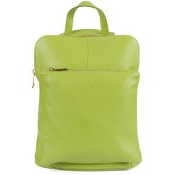 Plecak skórzany torebka 2w1 Vera Pelle S40 limonkowy. Plecaki bez wzorów, ze skóry, eleganckie, przez ramię, duże, bez dodatków. Za 249.99 zł.