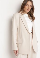 Beżowa Marynarka Jednorzędowa z Usztywnionymi Ramionami Prysilda. Brązowe marynarki i żakiety Born2be, l, bez wzorów, eleganckie. W wyprzedaży za 167.99 zł.