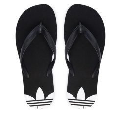 Japonki adidas. Czarne klapki Adidas, bez wzorów, bez obcasa. Za 89.99 zł.