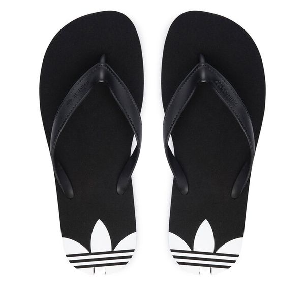 Japonki adidas. Czarne klapki Adidas, bez wzorów, bez obcasa. Za 89.99 zł.