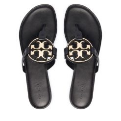 Japonki Tory Burch. Czarne klapki Tory Burch, bez wzorów, bez obcasa. Za 1,284.00 zł.