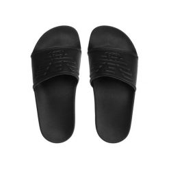 Klapki basenowe dla dorosłych Emporio Armani Beachwear. Czarne klapki Emporio Armani Connected, bez wzorów, bez obcasa. W wyprzedaży za 139.00 zł.