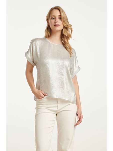 Smashed Lemon Bluzka w kolorze srebrnym rozmiar: XL. Szare bluzki Smashed Lemon, xl, bez wzorów, bez kołnierzyka, bez ramiączek. Za 113.95 zł.