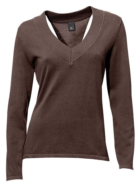 Heine Sweter w kolorze brązowym rozmiar: 40. Brązowe swetry Heine, bez wzorów, z bawełny, bez ramiączek. Za 63.95 zł.