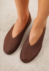 Brązowe Szydełkowe Balerinki VICES z Plecionki Wolfs. Brązowe baleriny Born2be, bez wzorów, z jeansu, bez obcasa. Za 99.99 zł.