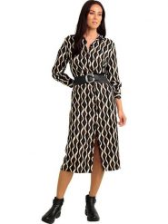 Heine Sukienka w kolorze brązowym rozmiar: 44. Brązowe sukienki Heine, bez wzorów, z wiskozy, bez kołnierzyka, bez ramiączek, midi. Za 126.45 zł.