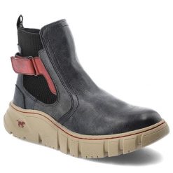 Niebieskie Botki Mustang Ocieplane Obuwie Damskie. Niebieskie botki Mustang, na zimę, bez wzorów, z materiału, bez obcasa, na obcasie, bez zapięcia. Za 289.00 zł.