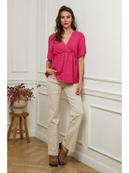 Plume Lniana koszulka "Danel" w kolorze różowym rozmiar: XXL. Różowe bluzki Plume, xxl, bez wzorów, ze lnu, bez kołnierzyka, bez ramiączek. Za 123.25 zł.