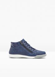 Wysokie sneakersy. Niebieskie obuwie sportowe bonprix, bez zapięcia. Za 129.99 zł.