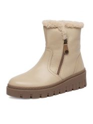 Go Soft Botki CEO-WI23-TAIDA-03 Beżowy. Brązowe botki GO SOFT, bez wzorów, ze skóry, bez obcasa, na koturnie, bez zapięcia. Za 259.99 zł.