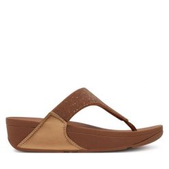 Japonki FitFlop. Brązowe klapki FitFlop, bez wzorów, bez obcasa. Za 259.99 zł.