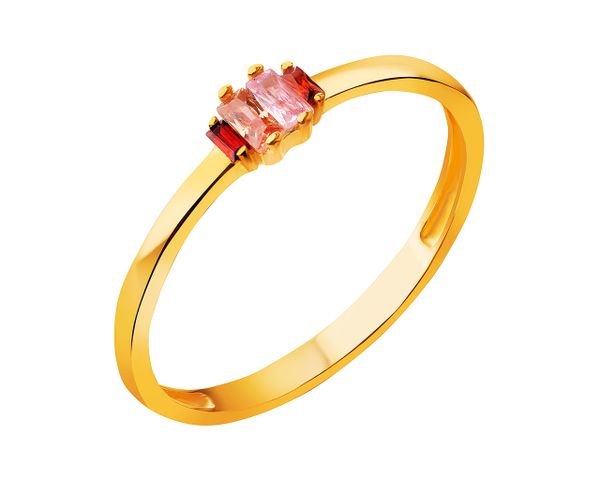 Złoty pierścionek z cyrkoniami. Żółte pierścionki Apart, z cyrkonią, złote. Za 549.00 zł.