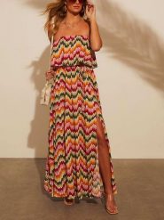 Milan Kiss Sukienka ze wzorem rozmiar: M. Sukienki Milan Kiss, m, bez wzorów, z tkaniny, bez kołnierzyka, bez ramiączek, maxi. Za 178.79 zł.