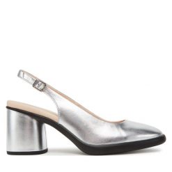 Sandały ECCO. Szare sandały ecco, bez wzorów, bez obcasa, na słupku, bez zapięcia. Za 529.99 zł.