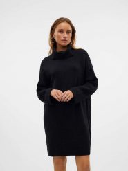Vero Moda Sukienka dzianinowa w kolorze czarnym rozmiar: M. Czarne sukienki Vero Moda, na co dzień, m, bez wzorów, z dzianiny, bez kołnierzyka, bez ramiączek, midi, proste. Za 127.65 zł.