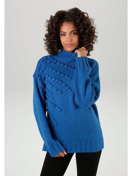 Aniston Sweter w kolorze niebieskim rozmiar: 36. Niebieskie swetry Aniston, bez wzorów, bez ramiączek. Za 65.23 zł.