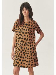 TATUUM Sukienka w kolorze jasnobrązowo-czarnym rozmiar: 44. Brązowe sukienki Tatuum, bez wzorów, bez kołnierzyka, bez ramiączek, mini. Za 168.95 zł.