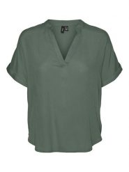 Vero Moda Koszulka "Beauty" w kolorze ciemnozielonym rozmiar: M. Zielone bluzki Vero Moda, m, bez wzorów, z wiskozy, klasyczne, bez kołnierzyka, bez ramiączek. Za 83.45 zł.