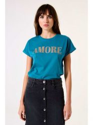 Garcia Koszulka w kolorze niebieskim rozmiar: S. Niebieskie bluzki Garcia, s, bez wzorów, z bawełny, bez kołnierzyka, bez ramiączek. Za 56.99 zł.