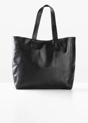 Torebka skórzana typu shopper XXL. Czarne shopper bonprix, bez wzorów, bez dodatków. Za 349.99 zł.