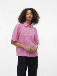 Vero Moda Koszula "Hay" w kolorze różowym rozmiar: M. Różowe koszule Vero Moda, m, bez wzorów, z bawełny, bez kołnierzyka, bez ramiączek. Za 66.00 zł.
