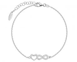 Bransoletka srebrna z cyrkoniami - serce, nieskończoność. Szare bransoletki Apart, z cyrkonią, srebrne. Za 159.00 zł.