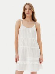 Vero Moda Sukienka letnia Pretty 10325236 Biały Regular Fit. Białe sukienki Vero Moda, na lato, l, bez wzorów, z bawełny, bez kołnierzyka, bez ramiączek. Za 129.99 zł.