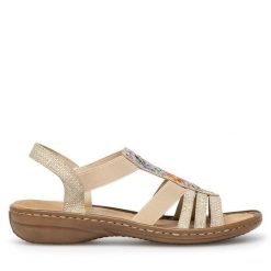 Sandały Rieker. Brązowe sandały Rieker, bez wzorów, bez obcasa, na płaskiej podeszwie, bez zapięcia. Za 249.99 zł.