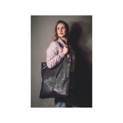 Grafitowa zamszowa torebka shopper do noszenia na ramieniu. Shopper Karolina audycka. Za 194.00 zł.