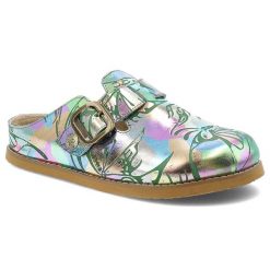 Kolorowe Klapki Laura Vita Eleganckie Obuwie Damskie. Zielone klapki Laura Vita, bez wzorów, z materiału, bez obcasa, na obcasie. Za 369.00 zł.