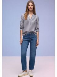 Street One Bluzka w kolorze granatowo-białym rozmiar: 38. Białe bluzki Street One, bez wzorów, z wiskozy, street, bez kołnierzyka, bez ramiączek. Za 122.67 zł.