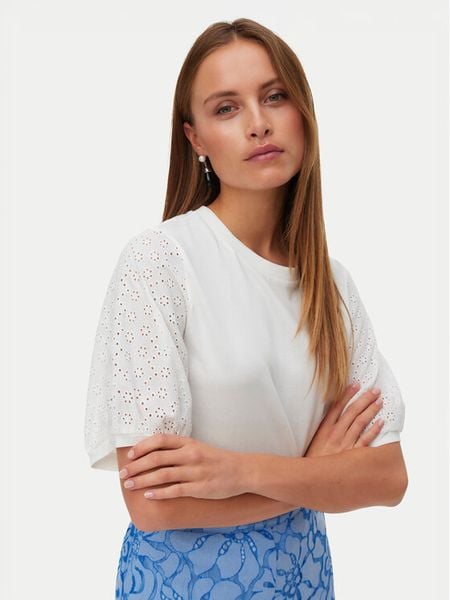 Vero Moda Bluzka Janni 10340706 Biały Regular Fit. Białe bluzki Vero Moda, l, bez wzorów, z bawełny, bez kołnierzyka, bez ramiączek. Za 89.99 zł.