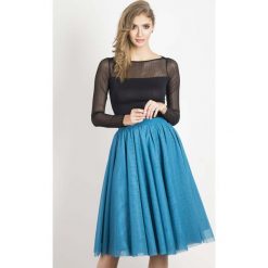Niebieska Zwiewna Tiulowa Spódnica do Kolan. Niebieskie spódnice Molly.pl, l, bez wzorów, z tiulu, midi. Za 279.90 zł.