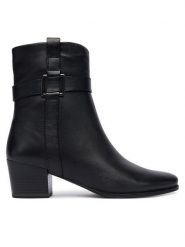 Caprice Botki 9-25305-45 Czarny. Czarne botki Caprice, bez wzorów, ze skóry, bez obcasa, na słupku, bez zapięcia. Za 589.99 zł.