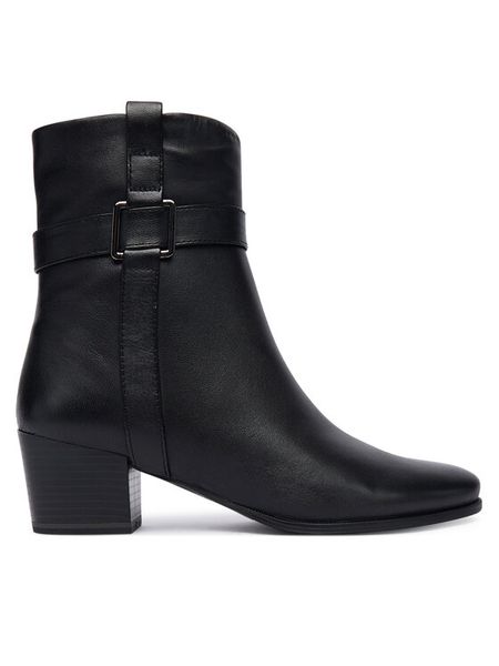 Caprice Botki 9-25305-45 Czarny. Czarne botki Caprice, bez wzorów, ze skóry, bez obcasa, na słupku, bez zapięcia. Za 235.99 zł.