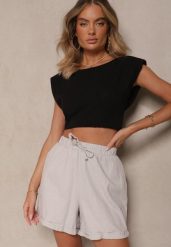 Szare Szorty z Bawełny z Gumką w Talii Sarilora. Szare szorty Renee, bez wzorów, z bawełny, eleganckie. Za 39.99 zł.