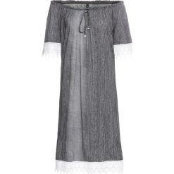 Sukienka shirtowa z materiału w optyce dżinsu bonprix antracytowy. Szare sukienki bonprix, bez wzorów, z koronki, bez kołnierzyka, bez ramiączek. Za 79.99 zł.