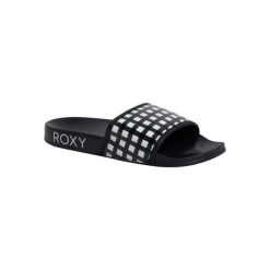 Sandały dla Kobiety SLIPPY IV. Czarne sandały Roxy, bez wzorów, z gumy, sportowe, bez obcasa, bez zapięcia. Za 139.99 zł.
