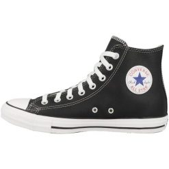 Trampki Converse Chuck Taylor HI Leather, Dla obu płci. Czarne obuwie sportowe Converse, ze skóry, bez zapięcia. Za 490.00 zł.