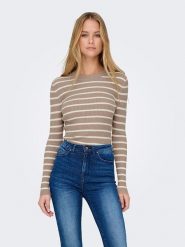 ONLY Sweter w kolorze beżowym rozmiar: L. Brązowe swetry Only, l, bez wzorów, bez ramiączek. Za 70.57 zł.