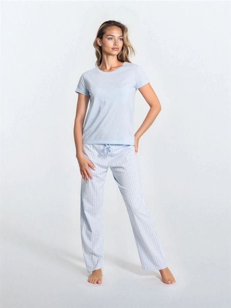 Bawełniana piżama dwuczęściowa - niebieski. Niebieskie piżamy Sinsay, bez wzorów, z bawełny, bez ramiączek. Za 29.99 zł.