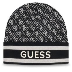 Czapka Guess. Czarne czapki Guess, z aplikacjami. Za 174.99 zł.