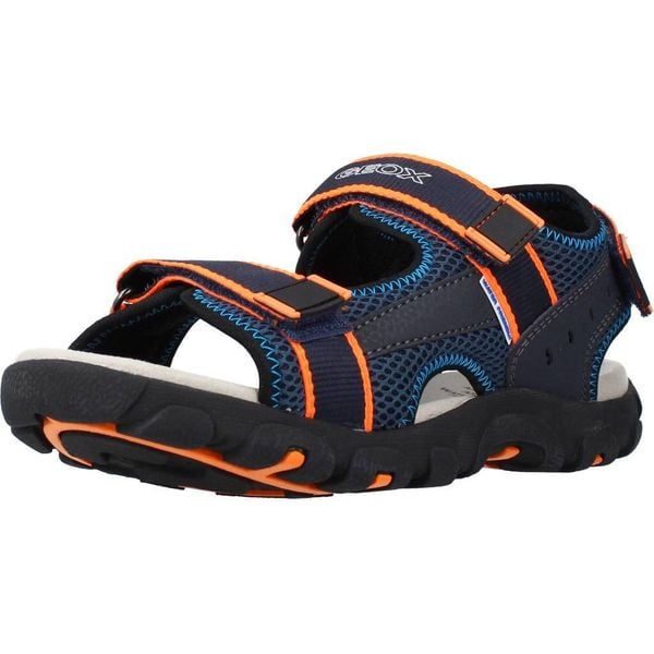 Sandały GEOX JR SANDAL STRADA A Niebieski. Niebieskie sandały Geox, bez wzorów, bez obcasa, bez zapięcia. Za 140.99 zł.
