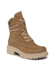 Rieker Botki 72605-64 Brązowy. Brązowe botki Rieker, bez wzorów, ze skóry, bez obcasa, na płaskiej podeszwie, bez zapięcia. Za 369.99 zł.