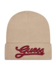 Guess Czapka AW5400 POL01 Beżowy. Brązowe czapki Guess, z aplikacjami, z materiału. Za 159.99 zł.